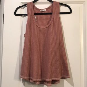 Pink waffle knit tank top